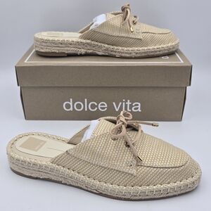 NIB Dolce Vita Hatie Slip-On Mule Flats, Natural Raffia, Women's 9